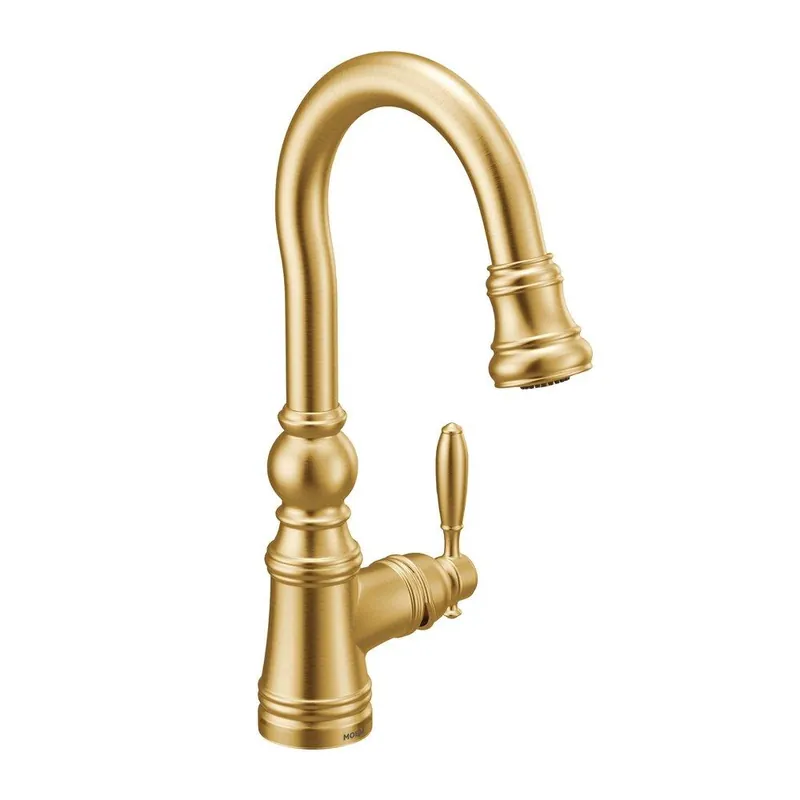 Moen S53004BG Weymouth Single Handle Pull Down Bar Faucet in Brushed Gold
