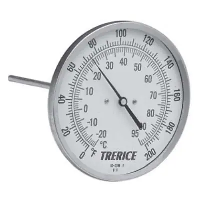 Trerice B8320202 Thermometer Rear Connect Bimetal -40 to 160 deg F 2-1/2 in Stem