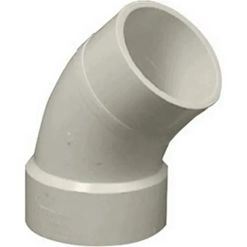 Normandy Products Company V-606 6 inch 45 Deg SCH 40 SDR 35 D-3034 PVC Sewer Street Elbow, Hub x Spigot
