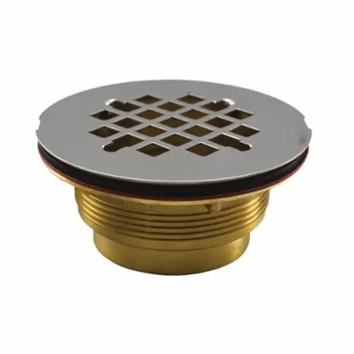 IPS Corporation 67040 Model ABA6500 Brass 4-1/4 in Shower Drain with 2 in Stainless Steel Snap-In Strainer, Caulk Type