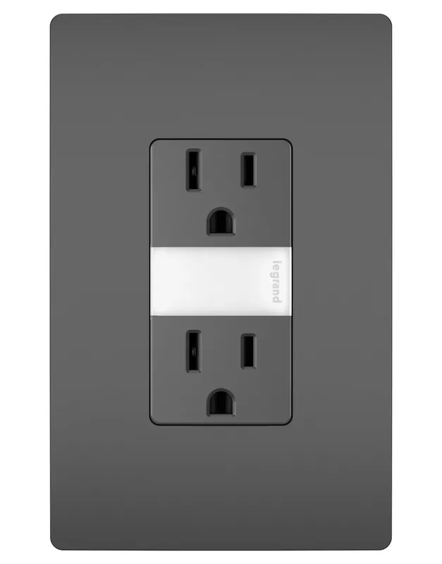 Pass & Seymour NTL885TRBKCC6 15A 125V Tamper-Resistant Duplex Outlet w/ LED Night Light - Black