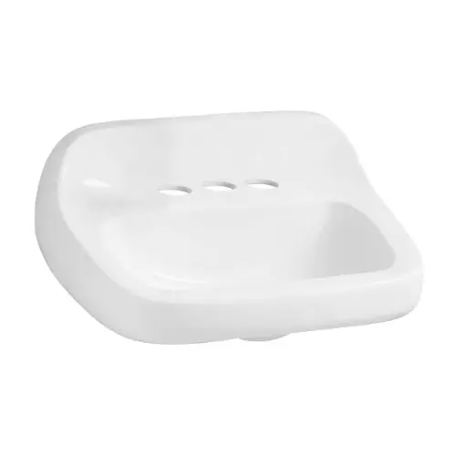 Mansfield Plumbing 2018HBNS-4 Mansfied Grand Isle 22 inch x 18-1/8 inch Wall Mount Lavatory Sink, 4 inch Centerset, White