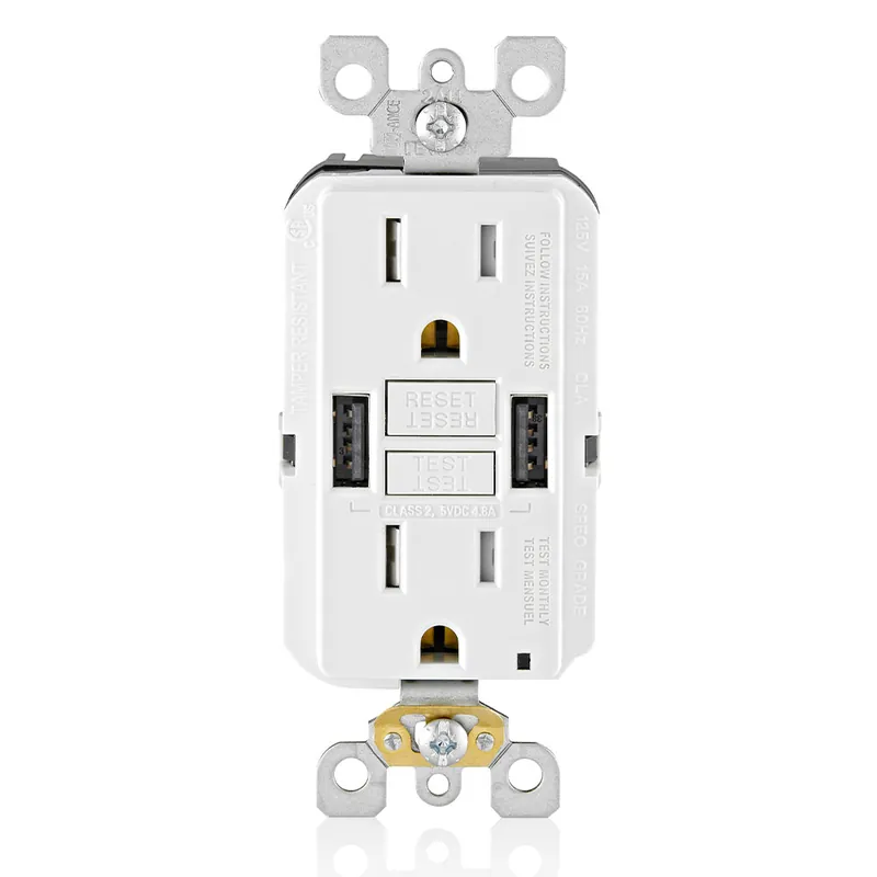 Leviton GUSB1-W GFCI Combo USB Charger 15 Amp 125 Volt