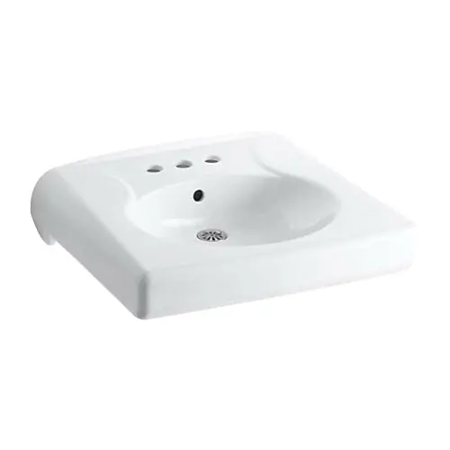 Kohler K-1997-4-0 Brenham Vitreous China 3-Hole Single-Bowl Commercial Oval Wall Mount Bathroom Sink