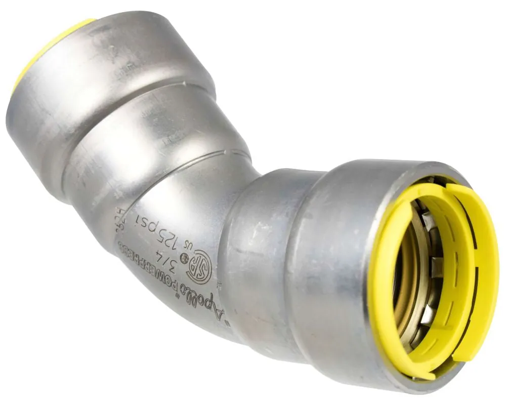 Apollo PWR7481551 Powerpress, Press Elbow, Gas, 1 inch x 1 inch, Press x Press, 45 Degree, Model 406G