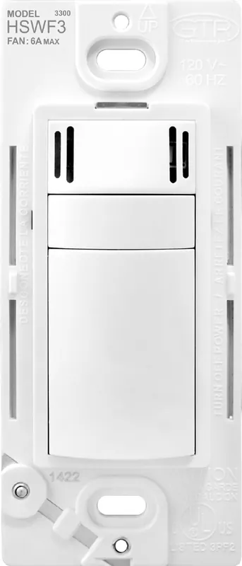 Pass & Seymour HSWF3W 6A Fan Control Humidity Sensor - White