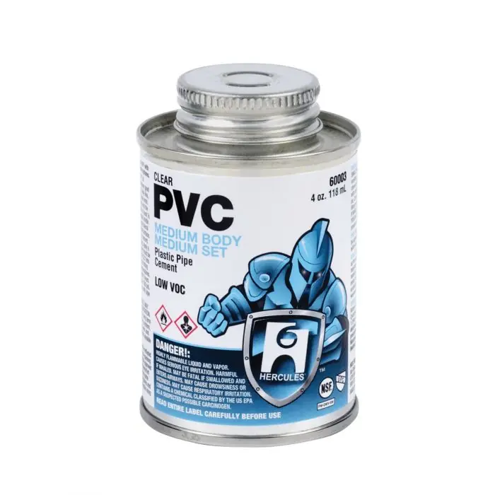 Hercules 60003 PVC Cement Clear Medium Body Medium Set 4 Ounces