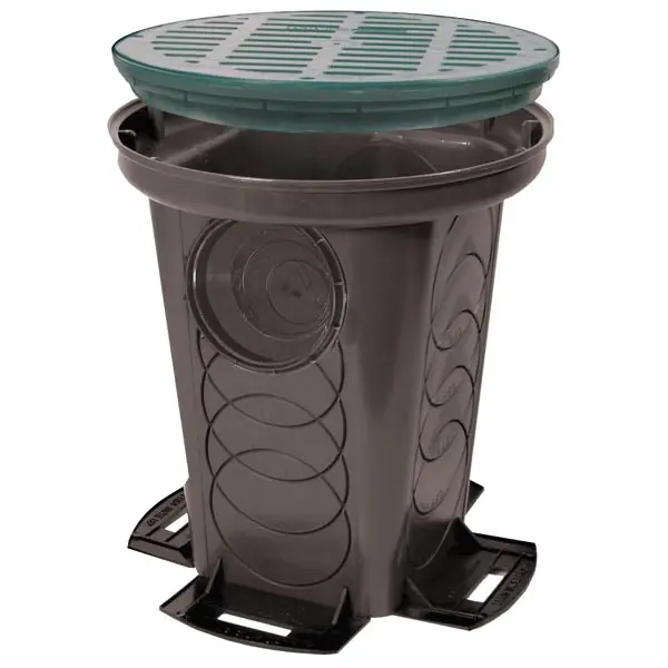 Polylok 3017-12 Distribution Box with Flat Cover, 12 in Dia x 13.66 in H, Round