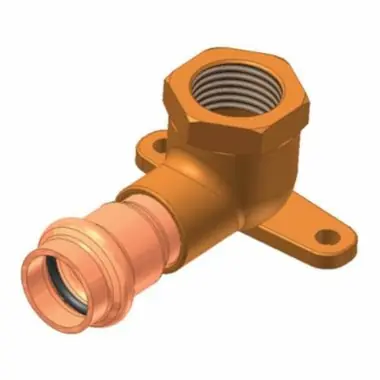 Apollo 10075368 8707-3-5 Drop Ear 90 deg Elbow, Copper & Lead Free Brass, Small Diameter, PxFPT, 3/4x3/4