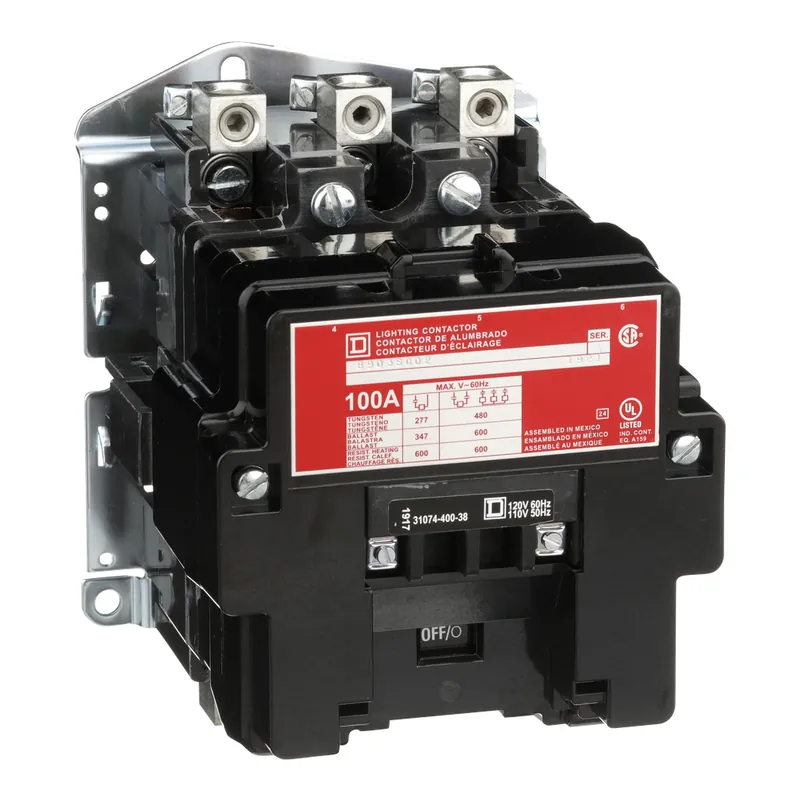 Square D 8903SQO2V02 110/120 VAC 100 Amp 3-Pole Open Type Electrically Held Lighting Contactor