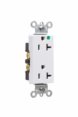 Pass & Seymour 26362HGW Heavy-Duty Decorator Hospital Grade Duplex Receptacle 20 Amp 125 Volt