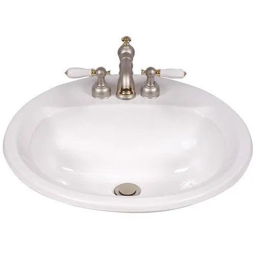 Mansfield Plumbing 249-4 WH Mansfield Maverick I 19 Inch Round Self-Rimming Lavatory Sink 4 Inch Centerset
