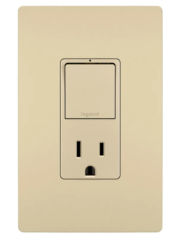 Pass & Seymour RCD38TRI Combination Single Pole/3-Way Switch & Tamper Resistant Receptacle, 15A 120/125V - Ivory