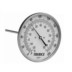 Trerice B8320405 Bi-Metal Thermometer 20 - 240 deg F 4 in L Stem