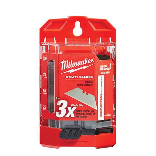Milwaukee 48-22-1900 General Purpose Utility Blade with Dispenser - 100 Pack