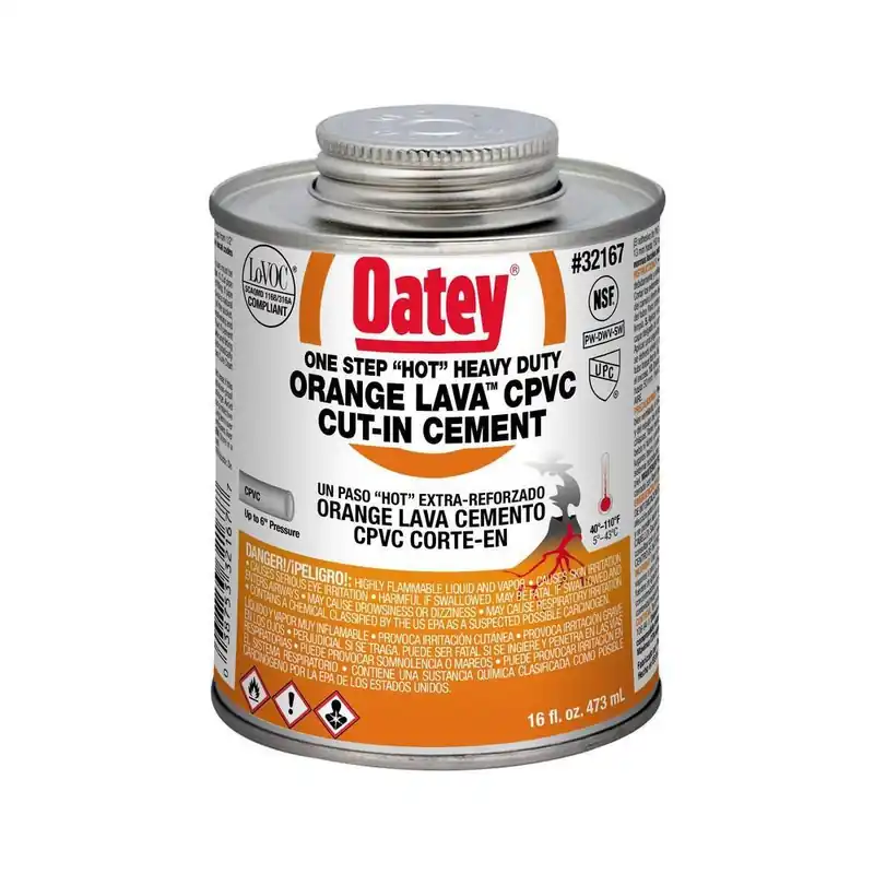 Oatey 32167 16 oz. Fast Set Plastic Orange Pipe Cement