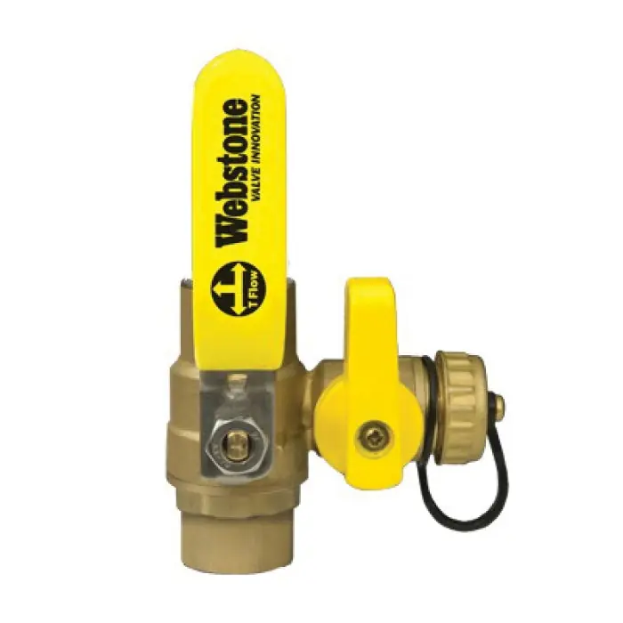 Webstone H-50613W 3/4 SWT Lead-Free Pro-Pal Ball Drain, Full Port Forged Brass Ball Valve, w/ Hi-Flow Hose Drain, Reversible Handle, & Adjustable Packing Glands