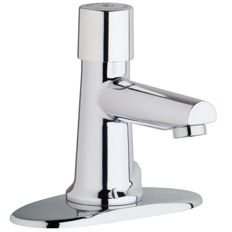 Chicago Faucets 3501-4E2805ABCP MVP Single Handle Centerset Metering Bathroom Sink Faucet in Polished Chrome