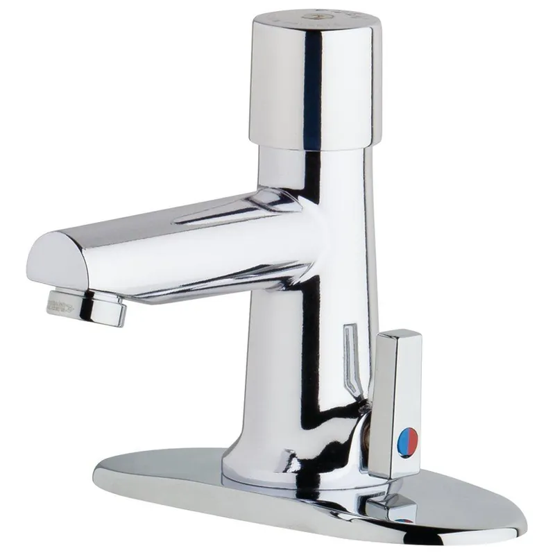 Chicago Faucets 3502-4E2805ABCP MVP Single Handle Centerset Metering Bathroom Sink Faucet