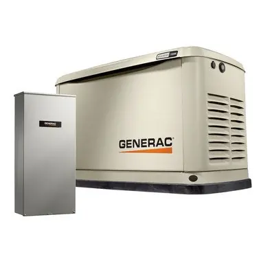 Generac 7225 Guardian 14kW Air-Cooled Standby Generator With Free Mobile Link and 200 A 16 Circuit Wi-Fi Enabled Automatic Transfer Switch