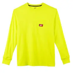 Milwaukee 602HV-2X Heavy Duty Pocket T-Shirt - Long Sleeve - Hi Vis 2X