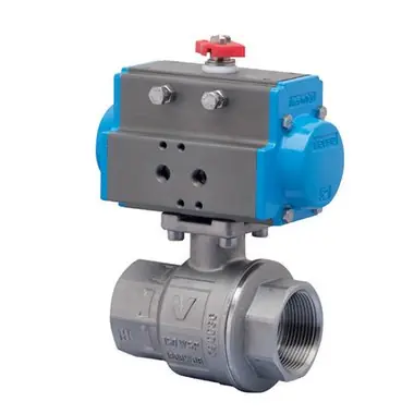 Bonomi 8P0134-11/4 Ball Valve 1-1/4 Inch Stainless Steel NPT Full Port Spring Return Pneumatic Actuator