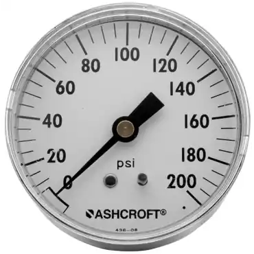 Ashcroft 25W1005H02B200 Dry Pressure Gauge 0 to 200 PSI