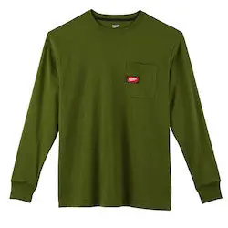 Milwaukee 602OG-XL Heavy Duty Pocket T-Shirt - Long Sleeve - Green XL