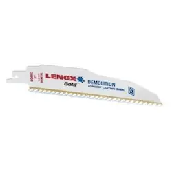 Lenox 21060656GR Gold Power Arc Reciprocating Saw Blade, 6 x 3/4 x 0.05, 6 TPI, 5/PK