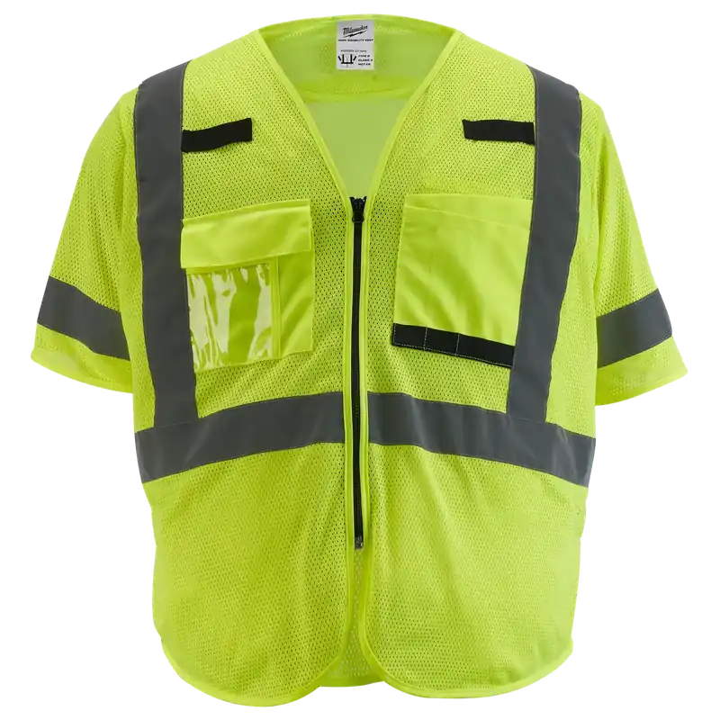 Milwaukee 48735132 Class 3 High Visibility Yellow Mesh Safety Vest - L/XL