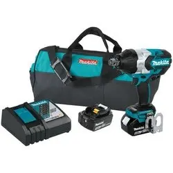 Makita XWT07T 18V LXT Lithium-Ion Brushless Cordless High Torque 3/4 Sq. Drive Impact Wrench Kit with Friction Ring Anvil (5.0Ah)