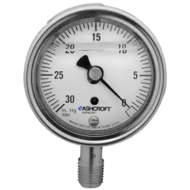 Ashcroft 251009AWL02LVAC Duralife Pressure Gauge 0-30 inHg