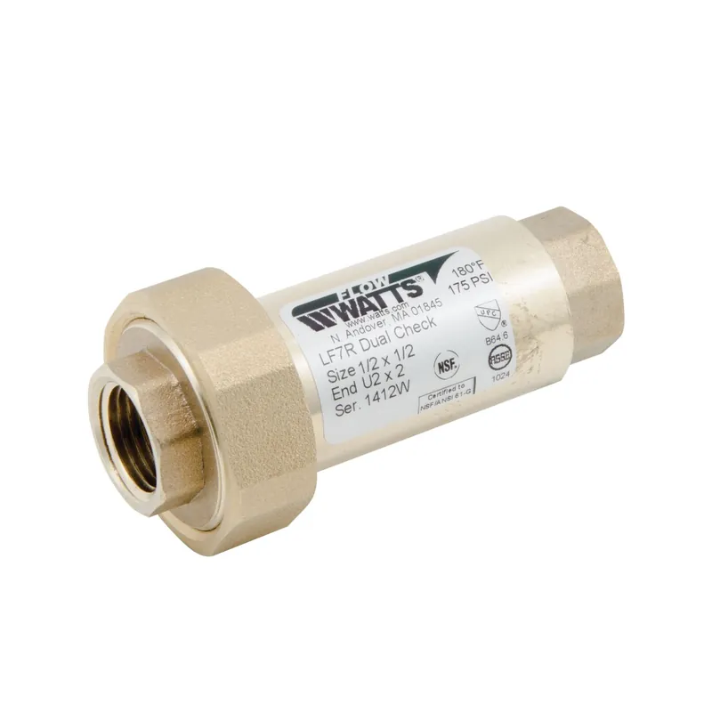 Watts Regulator LF7RU2-2-12 Backflow Preventer 1/2 Inch Lead Free Bronze Dual Check Union FNPT 175 PSI