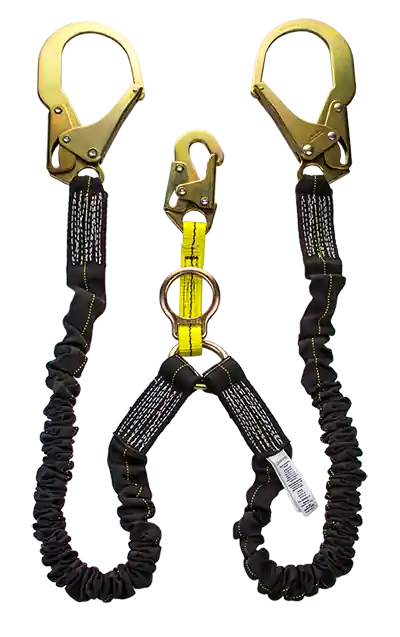 Guardian Fall Protection 11212 Dual Leg Stretchable Lanyard With Rebar Hook Harness, 4-1/2 - 6 ft