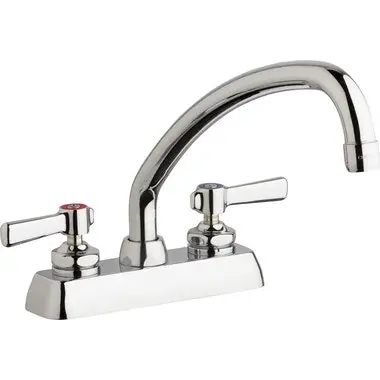 Chicago Faucet W4DL9E35369AB Faucet Deckmount 4CC 2 Lever Chrome Full Flow Lead Free