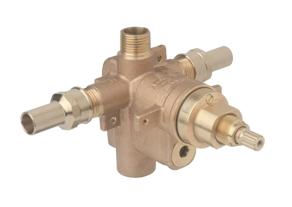 Symmons S262P3BODY Pressure Balance Valve Body with ProPress Fittings 1/2 Inch IPS Brass Bronze and Stainless Steel with Integral Diverter 4 Port