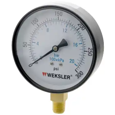 Weksler UA35F4L Steel Cased Dry Pressure Gauge 0 to 300 PSI