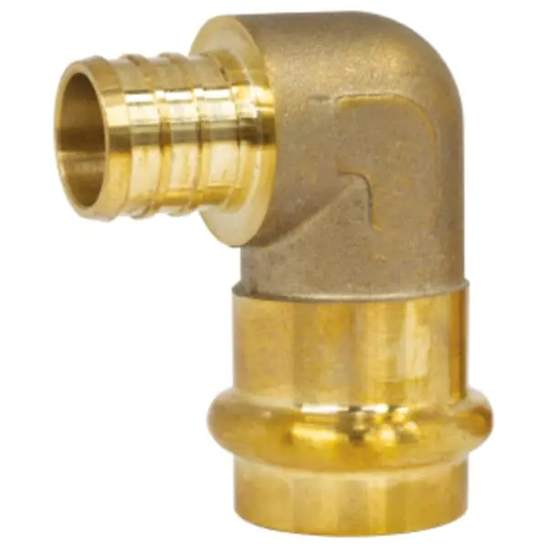 Webstone H-16844W-R 3/4 x 1 PEX Crimp x Copper Press Brass 90-degree Transition Elbow Lead Free