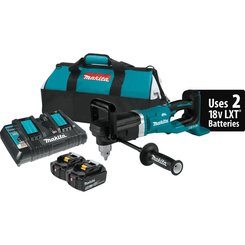 Makita XAD03PT 18V X2 LXT Lithium-Ion (36V) Brushless Cordless 1/2 Right Angle Drill Kit (5.0Ah)