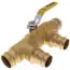 Webstone 88654 1-1/4 x 1 Press Full Port Brass Ball Valve w/ Reversible Handle, Primary/Secondary Loop Purge Tee