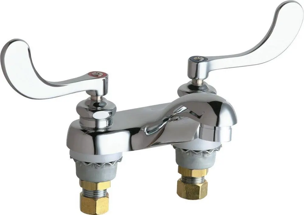 Chicago Faucets 802-VE2805-317ABCP Two Handle Centerset Bathroom Sink Faucet In Polished Chrome