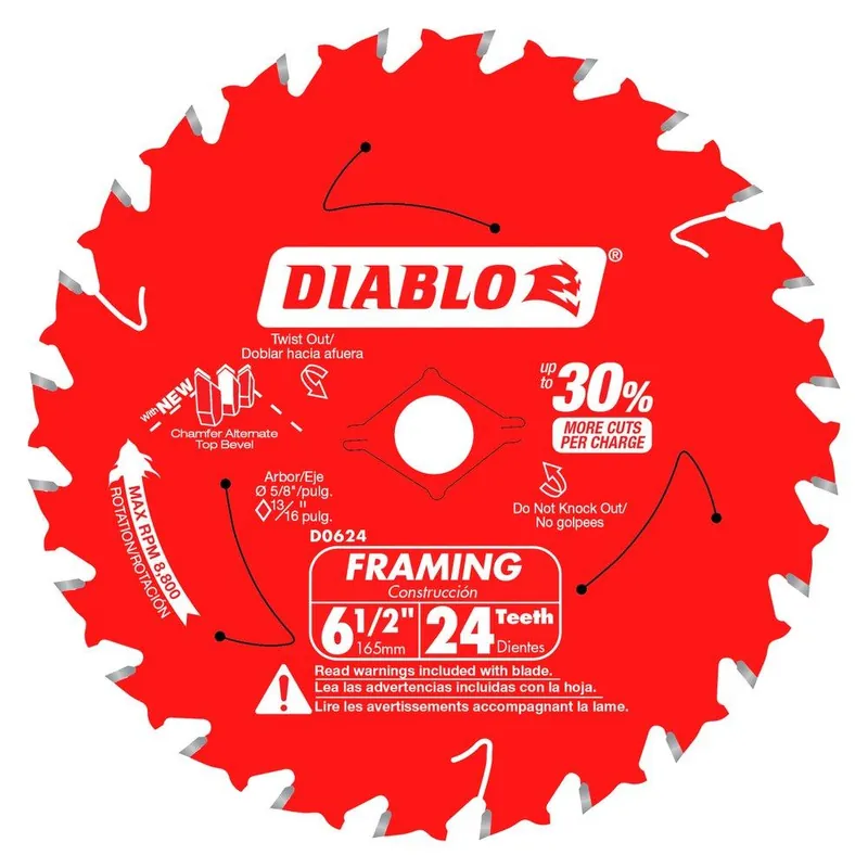 Diablo D0624A 6-1/2 in. 24 Tooth Framing Saw Blade