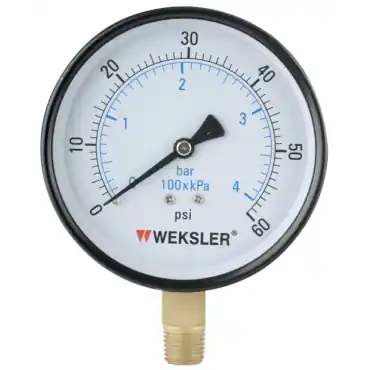 Weksler UA35B4L Steel Cased Dry Pressure Gauge