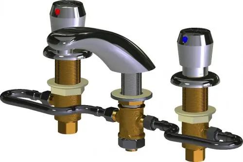 Chicago Faucet 404-HZ665ABCP Lavatory Faucet Concealed Adjustable Widespread 2Push Less Drain Chrome