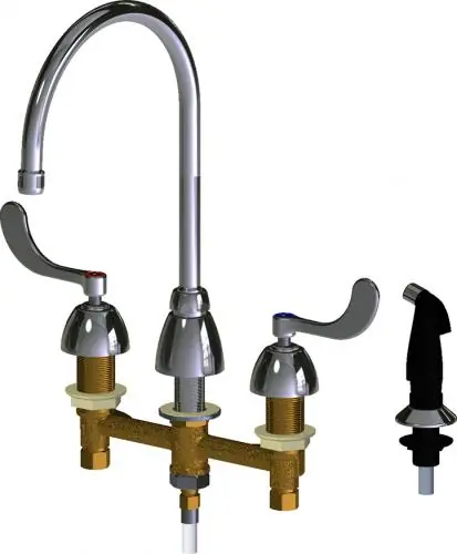 Chicago Faucets 200-AGN8AE35-317AB Two Handle Kitchen Faucet with Side Spray