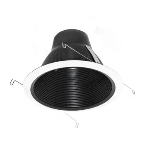 Elite Lighting AF637P-WH Self Flange Socket Supporting Air-Shut Baffle Trim, 7-1/4 in OD, Incandescent Lamp, Black Baffle/White Trim