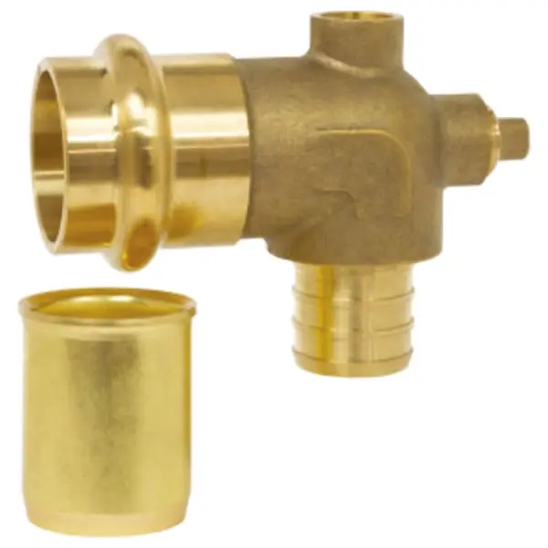Webstone H-16833W 3/4 PEX Crimp x Copper Press Brass Dual Vent Elbow Lead Free
